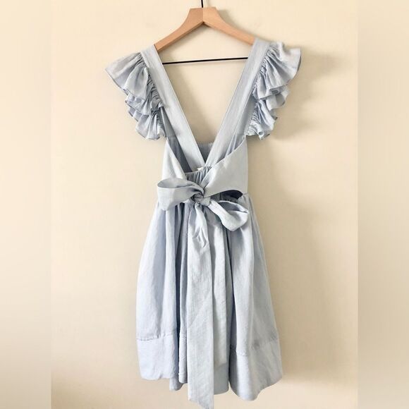 Mable Brooklynn Ruffle Sleeveless Mini Dress in Blue - Size S - Picture 6 of 9